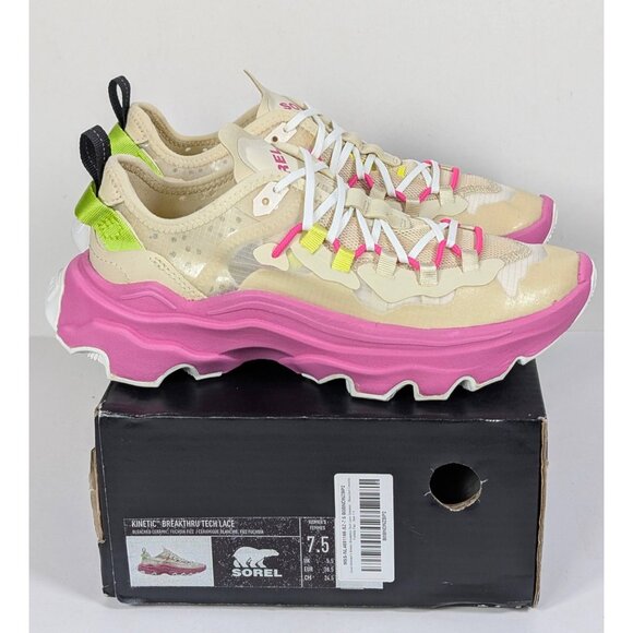 Sorel Women's Sz 7.5 Kinetic Breakthru Tech Lace Fuchsia Fizz Pink Sneaker Shoes - Picture 3 of 8